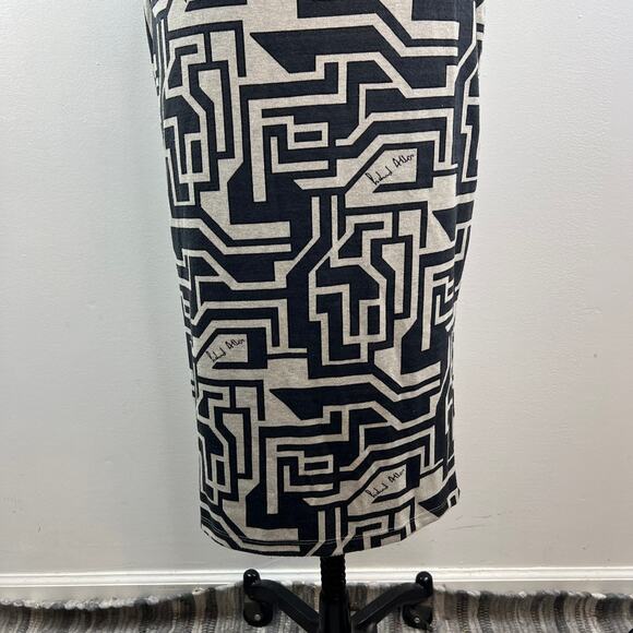 Richard Allan x H&M Black White Midi Skirt Knit Geometric Elastic Waist Medium M - Picture 4 of 11
